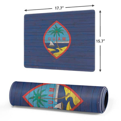 Guam Flag Dark Wood Gaming Mouse Pad